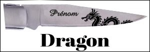Couteau gravé - dessin Dragon